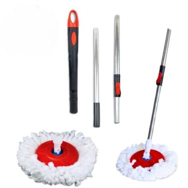 Imagem de Cabo Mop Giratório 140cm com Refil | Cabo para Vassoura de Limpeza, Desmontável | Acessório para Mop de Piso | Produtos de Limpeza para Casa