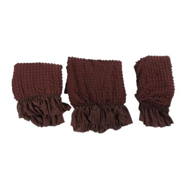 Imagem de Luocute Capa de Capa de sofá, 3pcs Fáceis de sofá de Instalado de Universal Protetor de Móveis Altos Com Saia de Fundo Elástica Durante Toda a Estação (Marrom escuro)