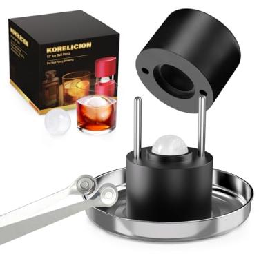 Imagem de Mini prensa de bola de gelo de luxo, máquina de bola de gelo de alumínio para melhorar o sabor da bebida, kit de prensa de bola de gelo com pinça e bandeja de gotejamento, para uísque, bourbon