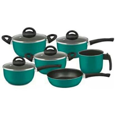 Imagem de Conjunto de panelas verde 06 peças Antiaderente