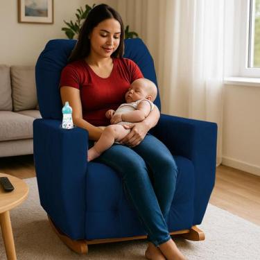 Imagem de Poltrona de Amamentação Balanço Antonella Puff - B Home Decor, Azul
