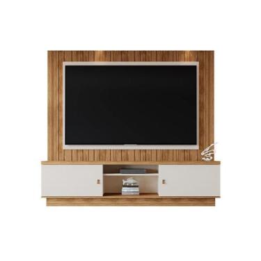 Imagem de Estante Home Santos 782 Perola Metalizado/Amendoa - Mobler