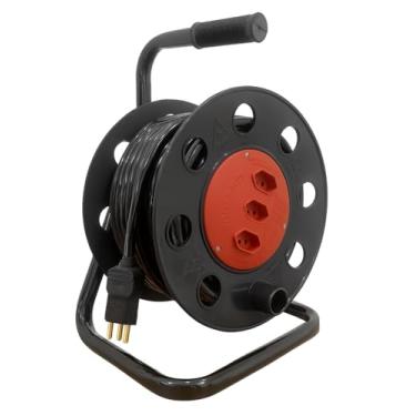 Imagem de Extensão elétrica profissional 20A de 3 tomadas em Carretel Multicraft com 25m de cabo