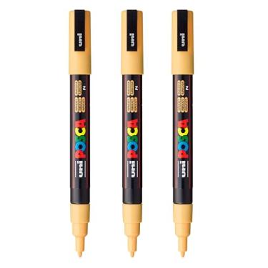 Imagem de posca Marcadores de tinta à base de água PC-3M, ponta fina reversível (0,9-1,3 mm), damasco, 3 unidades