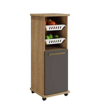 Imagem de Armário Cozinha Com Fruteira Paraná 1 Porta 1 Prateleira 2 Cestos Arte Móveis Cinamomo/grafite