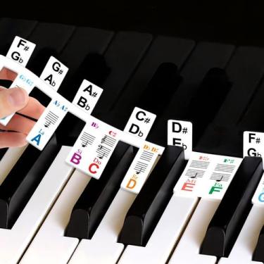 Imagem de Adesivos de teclado de piano HonorWin Rainbow para teclas 88/61/54/49/