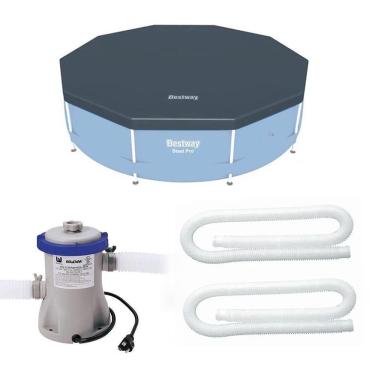 Imagem de Kit Filtro 2.006 Litros/hora e Capa 366 Estrutural Bestway 110v