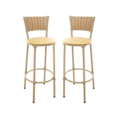 Imagem de KIT 2 Banquetas Alta Encapada Junco CAPPUCCINO Area de Lazer Cozinha B