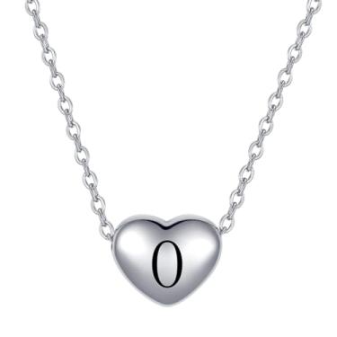 Imagem de MiiFort Colar com pingente de coração com letra inicial A a Z, aniversário, nome personalizado, presente para mulheres, filha, família, prata, aço inoxidável, One Size, Aço inoxidável, Sem Pedra