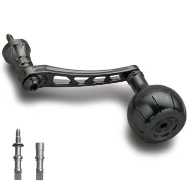 Imagem de HEIGHTEN Cabo giratório de 65-70 mm para Shimano Stradic FL FM Stella Vanford Vanquish Nasci Twinpower Daiwa Fuego BG MQ Certificado balístico Luvias Tatula (cinza escuro, botão de 38 mm e alça de 65