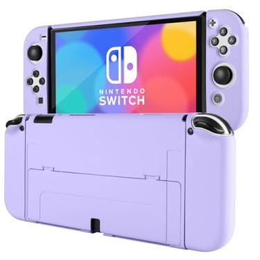 Imagem de MOROCK Protective Case for Nintendo Switch OLED 2021, Ergomomic Grip Hard PC Frosted Back Shell Cover with Silicone Handle, Shock-Absorption and Anti-Scratch, Purple