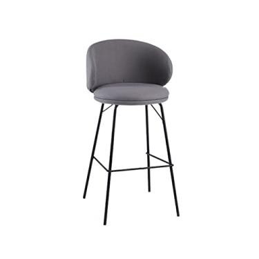 Imagem de Cadeira de bar 75 cm/29,52 polegadas elegante cadeira de bar de ferro nórdico banco alto bar frente mesa alta com encosto bancos de bar ajustáveis (cor: couro PU 1)