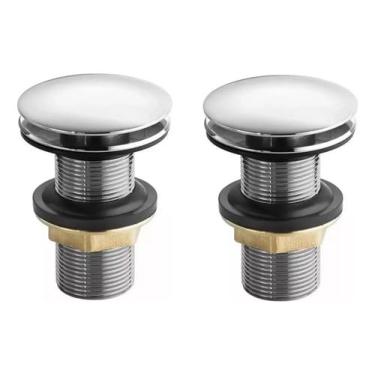 Imagem de Válvula Click Luxo para Cuba, Cromada, 7/8 Polegadas, Kit com 2 Unidades, para Banheiro e Lavabo