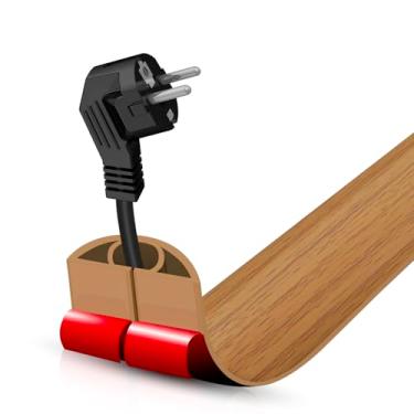 Imagem de Escondedor autoadesivo para cabo de chão, gerenciamento de cabos de 9 m, protetor de faixa de extensão para fios, evita viagens de cabos para escritórios, academias, exposições, cavidade: 1 cm (L) x