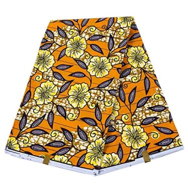 Imagem de Tecido africano 6 jardas material cera de algodão duro pano laranja para vestido de festa (cor: como mostrado tamanho: 6 jardas)