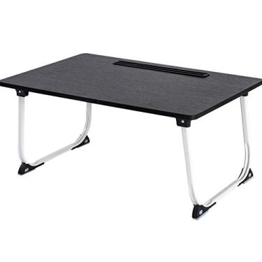 Imagem de P9IDEDFH Mesa dobrável e removível para computador portátil, mesa de computador portátil, mesa preguiçosa, design de mesa pequena (cor: preto) (D)