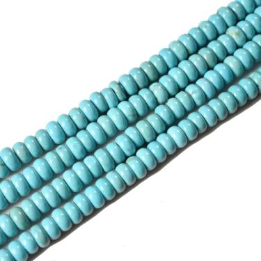 Imagem de Asingeloo 2 x 4 mm, 150 peças, contas de pedra Rondelle turquesa natural, disco semiprecioso, contas soltas para fazer joias DIY