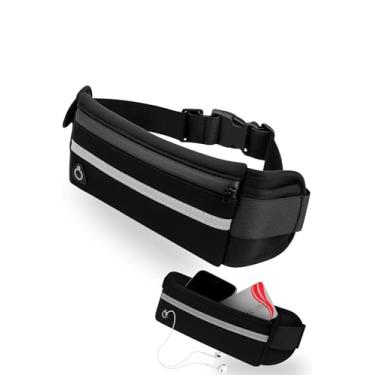 Imagem de Pochete Preta Corrida Slim Academia Caminhada Ciclismo Fitness Unissex Impermeável e Ajustável - Bolsa de Cintura para Viagem Porta Dinheiro Cartão Celular - Discreta e Resistente - Qualidade Premium