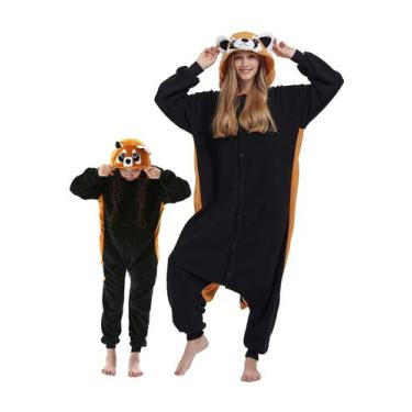 Imagem de Macacão Animal DarkCom para crianças, fantasia de guaxinim de flanela 