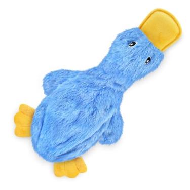 Imagem de Brinquedo de cachorro Best Pet Supplies raças pequenas, médias e grandes, pato fofo enrugado sem enchimento com apito, macio, para filhotes e idosos, mastigar e brincar, sem bagunça – azul
