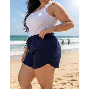 Imagem de Short Feminino Saída De Praia Piscina Tactel Plus Size Bermuda Soltinh