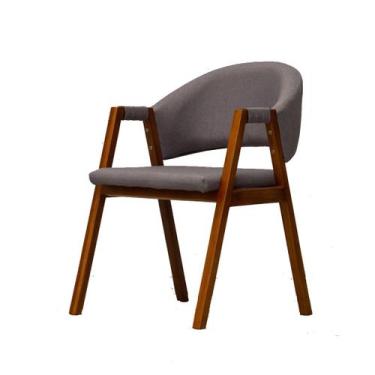 Imagem de Cadeira De Jantar Estofada Essencial Base Madeira Maciça Linho Divini 