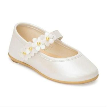 Imagem de Sapatilha batizado pimpolho furtacor flores e perolas, Branco, 16