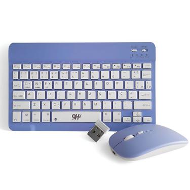 Imagem de Kit Teclado E Mouse Sem Fio A6732 Roxo Conexão Recarregável E Design Ultra Fino