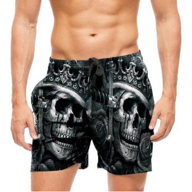 Imagem de Short Praia Shorts Banho Mauricinho Caveira Ogabel 40 - smoke, Preto, 