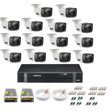 Imagem de Kit Cftv 14 Cameras Segurança  Hd Dvr Intelbras 1116 S/ HD