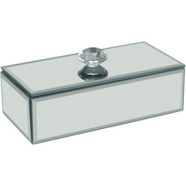 Imagem de PORTA JOIAS ORGANIZADOR DECORATIVO ESPELHADO MDF 4x14x7cm BRANCO - HOM