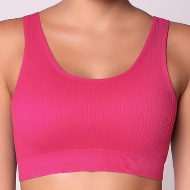 Imagem de Top Feminino Selene Sem Costura Canelado Sustentação Alta Sem Bojo Fit