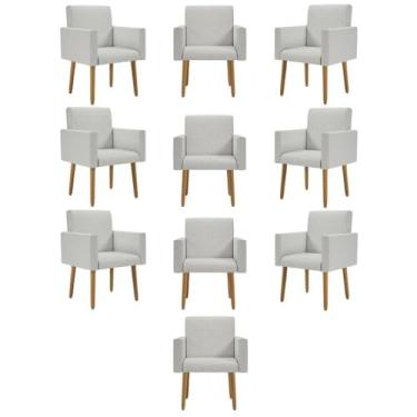 Imagem de Kit 10 Poltronas Nina Decorativa Para Recepção Balaqui Linho Cor:linho Cinza Claro