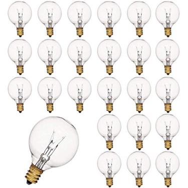 Imagem de Pacote com 25 lâmpadas de substituição transparentes G40, lâmpadas de corda globo ao ar livre, lâmpada Edison, base de parafuso E12/C7, lâmpadas pequenas noturnas de 3,5 cm para decoração de Natal de quintal, 5W