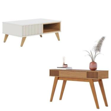 Imagem de Mesa De Centro Jeri Off White Freijó Com Aparador Riviera Freijó  Coli