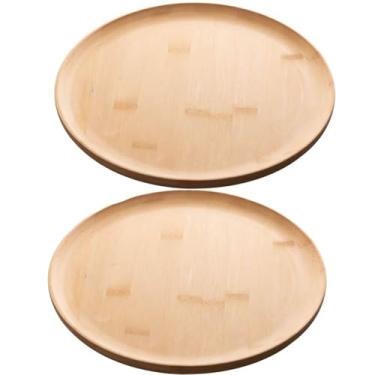 Imagem de Kit 2 Pratos De Bambu 27cm Lyor Rasos Bandejas Redondas Buffet Servir Mesa Posta