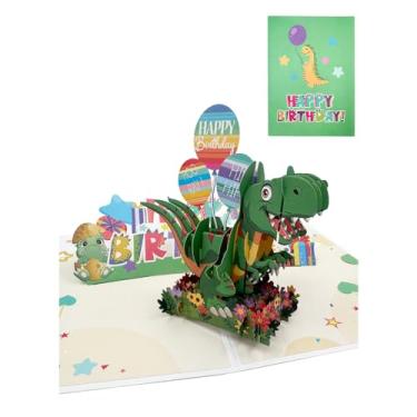 Imagem de Happy Birthday Balão Dinossauro Cartão 3D Pop Up Cartões com Envelope Presente para Mulheres Homens