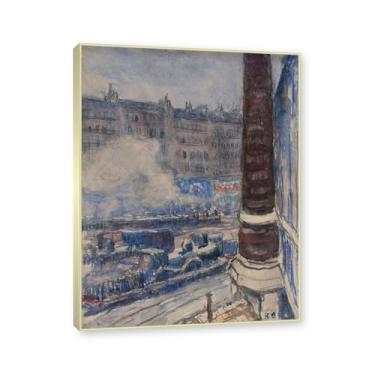 Imagem de Moldura de champanhe. Impressões Raoul Dufy, (estação de trem), pôster de viagem vintage, arte impressionista, imagem de arte de parede em tela para decoração de casa. 40 x 50 cm-15,8 x 19,7 pol