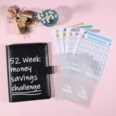 Imagem de Fichário de desafio de economia de dinheiro de 52 semanas inclui $2600, $5200, $10.000 e rastreadores de economia DIY, fichário A5 de 6 anéis com 13 folhas de envelopes de enchimento de dinheiro