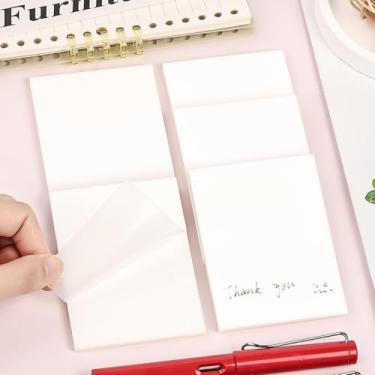 Imagem de 5 blocos de notas adesivas transparentes 7 x 10 cm, notas adesivas transparentes, à prova d'água, almofadas autoadesivas, fáceis de colocar para casa, escritório, caderno, 250 folhas