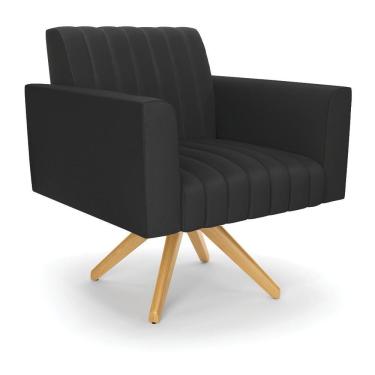 Imagem de Poltrona Giratória Viena Gomada Corino Preto Base De Madeira Ma30 - D'rossi