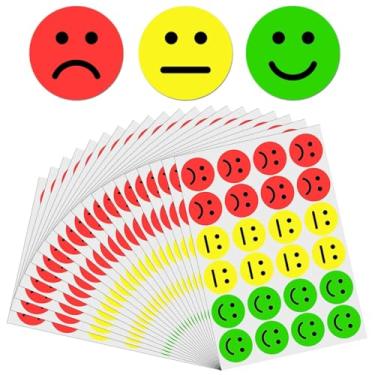 Imagem de Adesivos de rosto sorridente de 600 peças, etiquetas de emoji de emoção de 25 mm em vermelho, amarelo, verde
