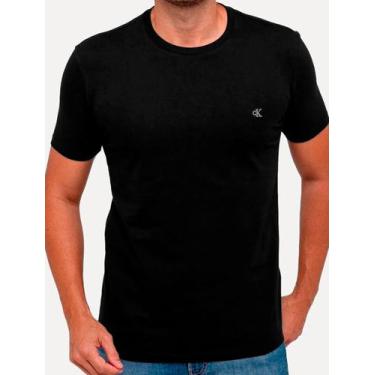 Imagem de Camiseta Calvin Klein Jeans Masculina CK Bordado Peito Preto, XL/GG