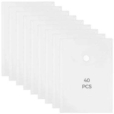 Imagem de 40 envelopes de plástico transparente fosco para documentos, organizadores de arquivos com fecho de pressão, porta-sacos de documentos reutilizáveis autoadesivos resistentes a rasgos para escritório