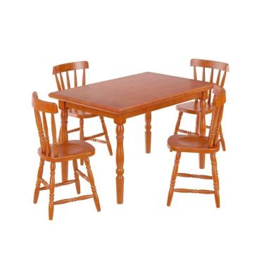 Imagem de Conjunto Mesa De Jantar 125cm Com 4 Cadeiras Multimóveis Cr50083 Mel Mel