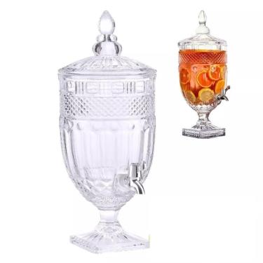 Imagem de Suqueira Cristal 5 Litros Diamond Dispenser Vidro Bebidas Grande 5l Agua Casamento Festa Vintage Luxo