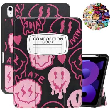 Imagem de Cabreche Capa compatível com iPad Air de 11 polegadas M2 2024 Air 5ª/4ª geração 2022/2020 10,9 polegadas com suporte para lápis, capa automática hibernar/despertar, livro de composição de caderno fofo