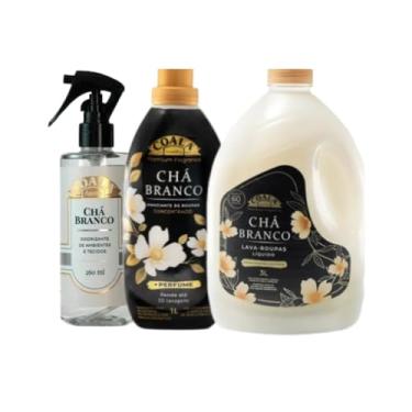 Imagem de Coala Laundry Kit Premium Chá Branco Lava-roupas 3L, Amaciante Concentrado 1L Odorizante 260ml Fragrância Sofisticada Perfume Intenso