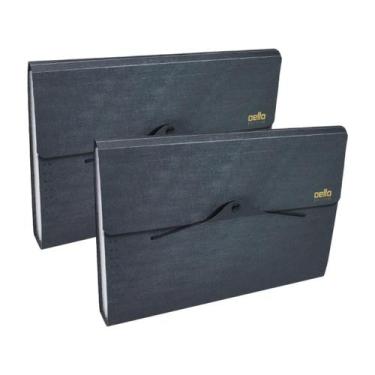Imagem de Kit 2 Pasta sanfonada A4 Executive com 12 divisórias preta - Dello