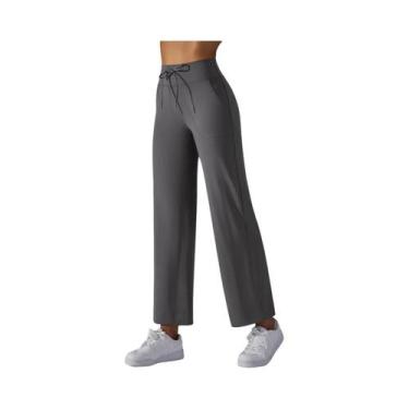 Imagem de Calça Feminina Cintura Alta e Perna Larga - Soltinha, com Bolsos, para